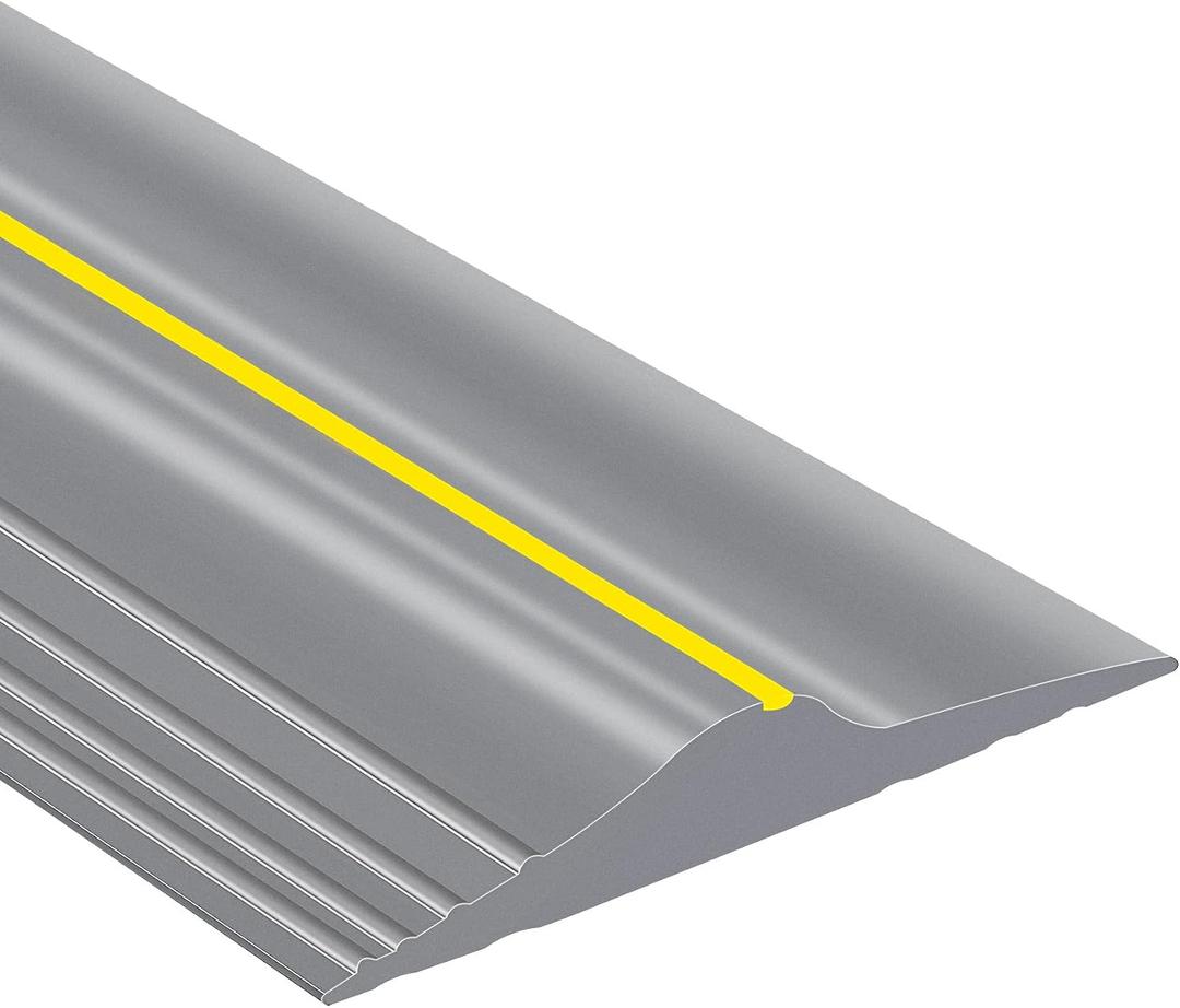 10Ft/3M Universal Garage Door Rubber Threshold Strip, Weatherproof Seal Strip DIY Weather Stripping Replacement, Not Include Adhesive (Grey-Yellow Line)