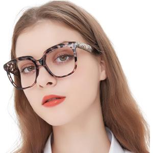 MARE AZZURO Oversized Reading Glasses Women Large Square Readers 1.0 1.25 1.5 1.75 2.0 2.25 2.5 2.75 3.0 3.5 4.0 5.0 6.0 (Leopard)