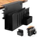 Desk Side Storage, 2 Tier Steel Hanging Organizer, No Drill Side Desk Organizer, Laptop Holder, with Pen Holder, For Office Supplies & Studio Essentials Black