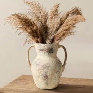 Emotionally Grounded Vase, Vaseking Large Ceramic Rustic Vase with 2 Handles, 8.6 inch Minimalist Decorative Farmhouse Tall Vases for Home Decor, Living Room, Enterway, Table Decoration, Terra