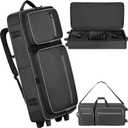 DJ Controller Case with Wheels Compatible with DDJ FLX10 / DDJ-GRV6 / 1000 / 1000SRT / REV7 / REV5 / SC LIVE 4, Rolling DJ Bag Padded Backpack Soft with Multi-pocket for DJ Controller and Accessories (Medium)