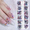 Colorful Rhinestones for Nails Colorful Nail Charm 3D Flat Back Crystal Multi Shape Nail Art Rhinestone Mini Heart Star Flower Nail Gems and Jewelry Diamonds Charm for Acrylic Nail DIY Design