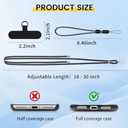 3 x SS Cell Phone Lanyard, Adjustable Phone Lanyard Crossbody Neck Strap & Phone Wrist Strap with 2 Phone Tether Patches for Most Smartphones, Black