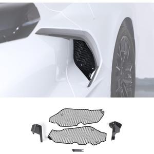 Side Intake Grill Guards Mesh Compatible with Chevrolet Corvette C8 2020-2026, Stainless Steel Side Radiator Guards Grille Vents Insert Mesh Accessories 2Pcs (Black)