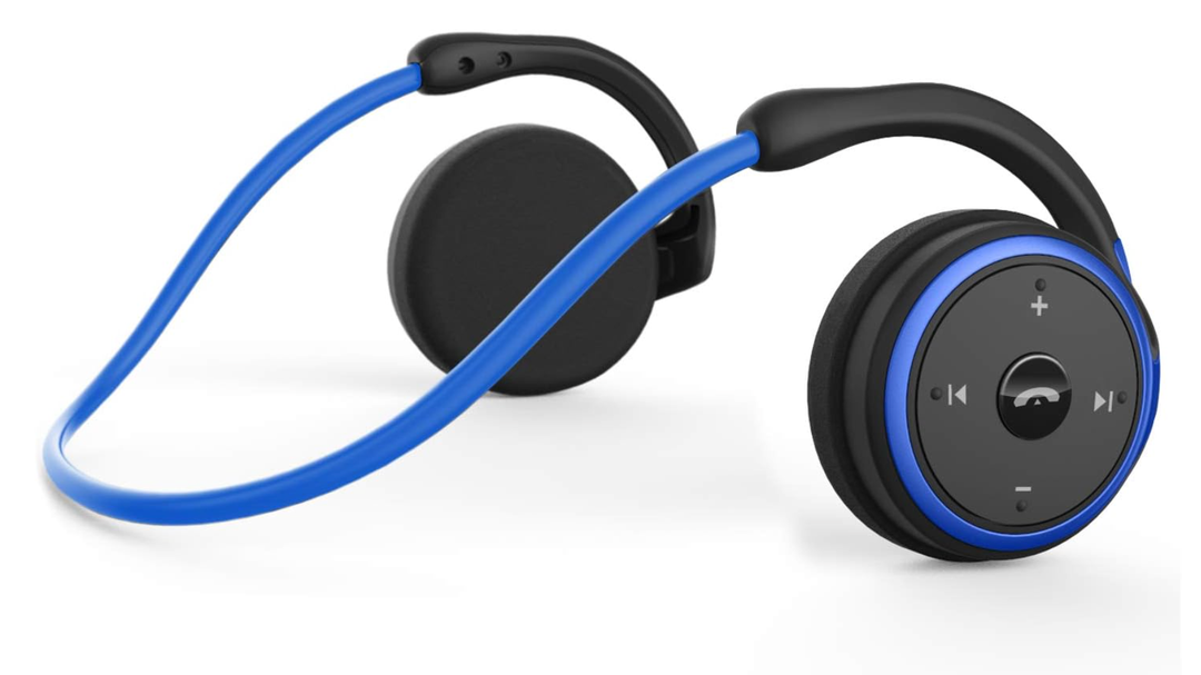 RTUSIA Small Bluetooth Headphones Wrap Around Head  Sports Wireless Headset with Built in Microphone and CrystalClear Sound, Foldable and Carried in The Purse, and 12Hour Battery Life, Blue