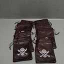8pcs Pirate Loot Bags 6.5x4.5In Pirate Goodie Bag with Drawstring Faux Cow Skin Pirate Treat Tote Gift Bag for Adventure Treasure Hunt Pirate Themed Birthday Medieval Party Game Favor Supplies