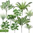 Waipfaru Artificial Plants Outdoor UV Resistant, Realistic Fake Plants Artificial Greenery, Large Bunches Faux Plants for Indoor Outdoor Porch Patio Garden Spring Summer Home Decor (Large 10pcs)