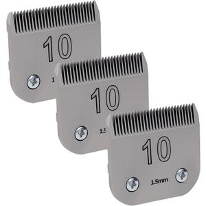 3 Pack 10# Removable Dog Grooming Blades, Made of Carbonized Steel, Suitable for Andis/Oster A5/Wahl KM Series, Cutting Length 1/16" (1.5 mm)