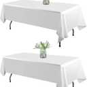 WIGENIUS 2 Pack White Table Cloth Rectangle 60 X 102 Inch Polyester Tablecloths, Wrinkle Resisitant Tablecloth for Wedding Buffet Parties and Dining (White, 2 Pack 60 X 102 inch)