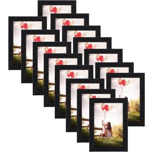 HORLIMER 4x6 Picture Frame Set of 15, Black Picture Frames Display 4 by 6 Photo for Wall or Tabletop