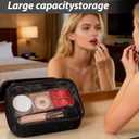 Clear TSA Approved Toiletry Bag - 3 Pack Travel Cosmetic Bag with Makeup Brush Bag Portable Travel Essential Organizer for Women Transparent Waterproof Cosmetic Storage Case Airline Compliant