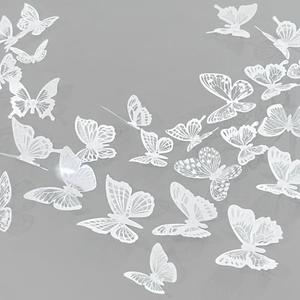 Ewong 3D Butterfly Wall Decor 72Pcs, 10 Styles Black White PVC Butterfly Theme Decoration Birthday Party Cake Wall Decal Removable Home Room Bedroom Bathroom Art Sticker Murals (White)
