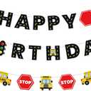 Faisichocalato DIY School Bus Happy Birthday Banner, Birthday Party Garland for Kids Yellow Bus Birthday Party Decorations, Back to School Banner Party Supplies