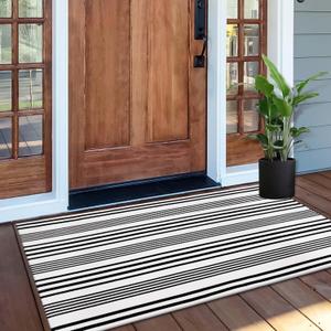 OJIA Black and White Outdoor Rug 2'x4.3', Christmas Door Mats Outdoor Cotton Woven Holiday Doormat Front Porch Rug Machine Washable Indoor Door Mat Entryway Striped Rugs for Farmhouse/Kitchen OJIA Black and White Outdoor Rug 2'x4.3', Christmas Door Mats Outdoor Cotton Woven Holiday Doormat Front Porch Rug Machine Washable Indoor Door Mat Entryway Striped Rugs for Farmhouse/Kitchen
