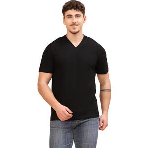 Mens 100% Cotton V-Neck T-Shirt -Soft & Breathable Casual Summer Short Sleeve Soft Tee Shirt (Black)