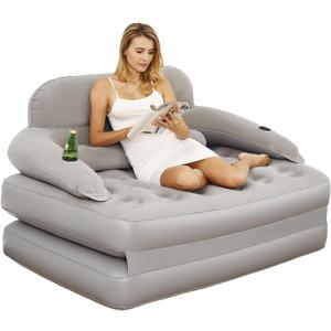 JEASONG Inflatable Chair Air Couch with Air Pump, Camping Air Mattress Blow Up Inflatable Sofa Bed with Backrest, Multi-Mode Use, Easy to Storage