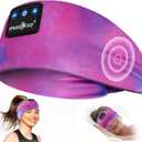 MUSICOZY Sleep Headphones Bluetooth 5.4 Headband, Wireless Earphones Sweat Resistant Earbuds with Ultra-Thin HD Stereo Speaker for Workout Running(Tie-dye Pink)
