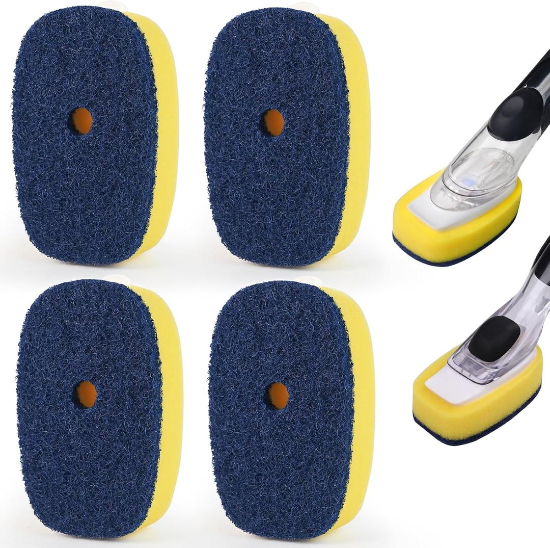 Sponge Brush Refills for OXO Soap Dispensing Dish Brush - 4 Pack Dish Cleaning Soap Dispensing Head Replacement for Scrubber