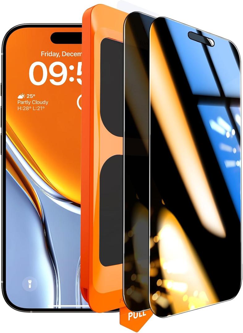 TOCOL for iPhone Air Privacy Screen Protector 6.6 inch 9H Hardness Military Grade Shatterproof HD Tempered Glass for Full Coverage Easy Installation 2 Pack