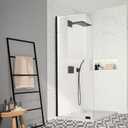 30" W x 78" H Shower Glass Panel, Bathroom Shower Glass Door 5/16"(8mm) Thick Clear Tempered Glass Door with Fixed Clamp Shower Screen Panel in Matte Black