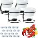 Luvan 4Pcs 12.8oz Butter Warmers for Seafood, Butter Melter with Stands and 20Pcs Tealight Candles,Ceramic Butter Warmer Set for Lobster, Personal Fondue Set Melted Butter Cups for Seafood, Fondue