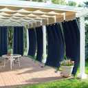 RYB HOME Outdoor Curtains for Patio Windproof with Weighted Bags, Waterproof Blackout Draperies for Outside Living Screen Porch Balcony Gazebo Sunroom Pool, W 52" x L 84", Navy Blue, 2 Panels