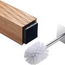 GOBAM Bamboo Toilet Bowl Cleaner with Holder for All Toilet Types, Hidden Stainless Steel Toilet Brush, Bathroom Cleaning Brushes, Toilet Accessories - Natural, with Pattern