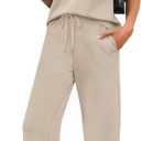 WIHOLL 2 Piece Sets for Women Casual Summer Travel Vacation Outfits Cap Sleeve Lounge Set (Small, Beige)