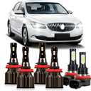 High Low Beam Fog Lights Fit For Buick Verano 2012 2013 2014 2015 2016 2017 Light Bulbs Combo, 6000K White Car Light Plug and Play, 400% Brightness, 6-Pack, Set Of 2