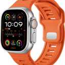 Odbeai Sport Band Compatible with Apple Watch Ultra 2 3/Ultra Band,  Compatible with Apple Watch  Bands,  Size: 49mm/46mm/45mm/44mm/(42mm-Series 3 2 1), Waterproof Silicone Strap for iWatch Bands All Series SE 11 10 9-1 (Orange)