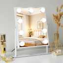 FENCHILIN Vanity Mirror with Lights 9 Dimmable Bulbs Makeup Mirror with Smart Touch Control for Glam Room Bedroom Detachable 10X Magnification Rotation Tabletop White