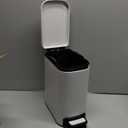 TIPGO Slim Bathroom Trash Can with Lid Soft Close, Step Pedal, 6 Liter / 1.6 Gallon Stainless Steel Trash Bin, Small Garbage Cans for Bedroom, Office, Kitchen (White)