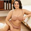 BRABIC Minimizer Bras for Women with Supportive Underwire Unlined Full Coverage Seamless Nude T-Shirt Bra (40D, Dark Nude)