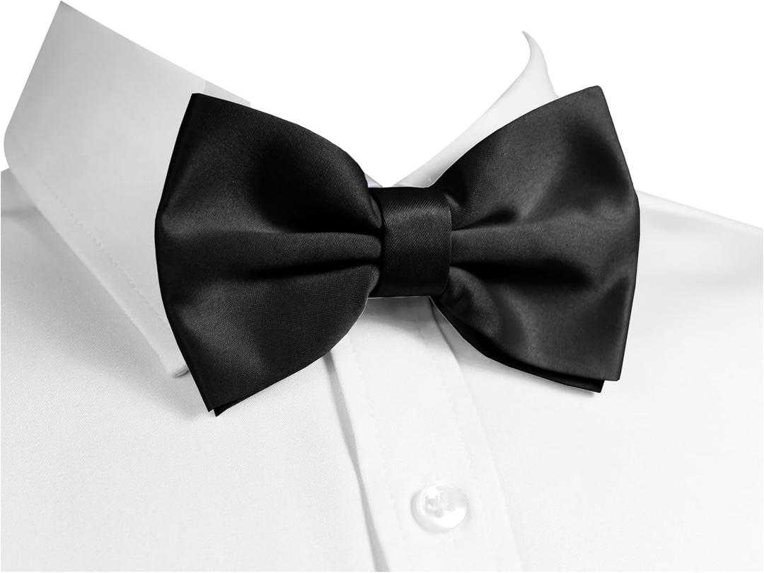 trilece Bow Ties for Men - Men's Solid Pretied Bowties for Formal Wear - Adjustable Bow Tie - Bow ties for Woman (Black)