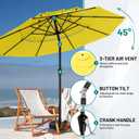 AreShark 9ft 3-Tier Patio Umbrellas, Outdoor Umbrella with 8 Sturdy Ribs UV Protection Windproof, Market Table Umbrella w/Push Button Tilt & Crank for Pool, Porch, Deck, Garden(Yellow)