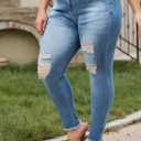 LALAGEN Women 2026 Plus Size Skinny Jeans Stretchy High Waisted Ankle Jean Destroyed Ripped Denim Pants 1X-5X (Blue, XXXL)