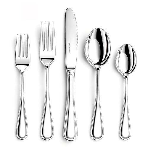 NICE KITCHEN Silverware set for 8,40 Pieces Premium Stainless Steel Silverware set,Mirror Polished Cutlery Set,Flatware Set for 8,Dishwasher Safe,Luster Series
