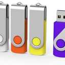 Aiibe 5 Pack 128GB USB Flash Drive USB Drive 128GB Thumb Drive USB 2.0 Memory Stick (5 Mixed Colors: Black Red Yellow White Purple)