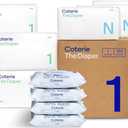 Coterie Baby Wipes + Diapers Kit, Size 1 (198 Count) & Size Newborn Diapers (93 Count), 4 Pack (224) Wipes with 99% Water, Plant Based Materials, Hypoallergenic for Sensitive Skin, Baby Essentials