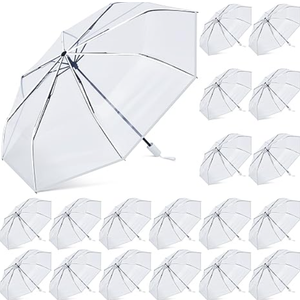 18 Pcs Clear Wedding Umbrellas Bulk Transparent Travel Umbrella Foldable Clear Umbrella Manual Open and Close Compact Folding Umbrella for Wedding Anniversary Christmas Party Favors, White trim