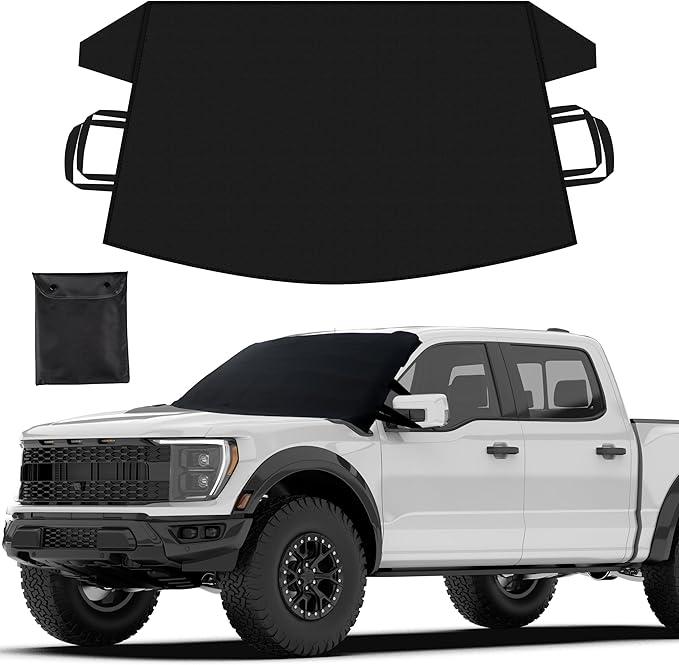 EcoNour Windshield Protector | Durable 600D Oxford Fabric | Waterproof Winter Car Cover for Pickup Truck, SUV & Mini Van | Essential Car Accessories | XLarge (74"x43")
