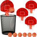 Honoson 3 Sets Indoor Trash Can Basketball Game Set Includes 3 Mini Clip on Basketball Hoop with Backboard 6 Inflatable Ball Pump Office Decompression Toy Birthday Gift Back to School(Classic)