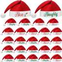 Shinymoon 24 Pieces Christmas Santa Hats Non Woven Fabric Naughty and Nice Santa Hats for Adult Men Women Kids Party Holiday (Red Color)