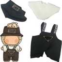 17cm Unisex Doll Clothing Set - Black Animal Theme Hat and Overalls