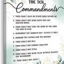 Kas Home Ten Commandments Wall Decor Bible Verse Canvas Wall Art Motivational Positive Quotes Framed Artwork Decor Gift for Living Room Bedroom (White -The Ten, 12x15 inch)