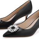 Stiletto Pumps for Women Genuine Leather Pointy Toe Kitten Heels Elegant Gorgeous Closed Toe Slip On Solid Low Heel for Business Casual Ladies Wedding Dress Shoes (7.5)