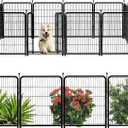 Dog Playpen 48 inch(H) 8 Panels Total 17.7 Ft(L) Dog Fence Outdoor for Yard. Wide Door Low ThresholdMetal Dog Pen Heavy Duty Pet Puppy Exercise Pen for Rv Camping Garden Yard