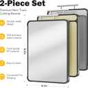 2 Pack Stainless Steel Cutting Board Set, Large Cutting Boards for Kitchen, Double Sided Meat Chopping Board with Handle, Non Toxic Wheat Straw PP/Dishwasher Safe/Food-Grade (1611 In)