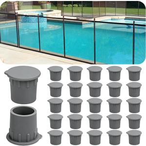 Pool Fence Caps 25Pcs Silicone Pool Fence Hole Caps with Easy Pull Tab, Pool Deck Sleeve & Patio Ground Plugs for 1-Inch Removable Safety Fence,Weatherproof,Compatible with Most Pool Barrier Systems