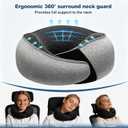 Ergonomic Airplane Pillow and Airplane Foot Hammock, Ultra Portable Neck Pillow with 360° Head Support, Portable Travel Foot Rest with Adjustable Strap, Includes Eye Mask & Ear Plugs, for Flight, Car